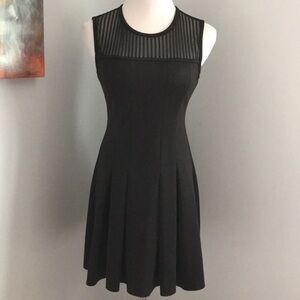 Sheer Top Black Pleated Fit & Flare Scuba mini Dress